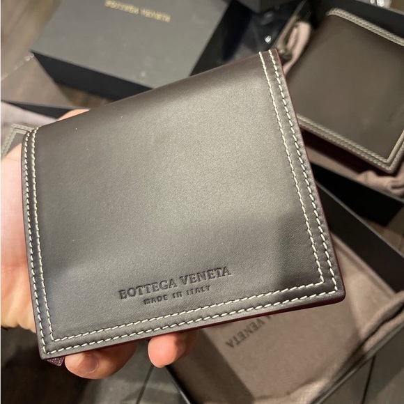 Bottega Veneta Dark Gray Leather Card Holder